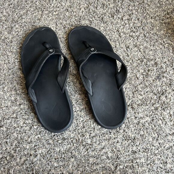 OluKai Ohana Women's Size 11 Flip Flop Thong Sandals Black Comfort - Picture 4 of 6